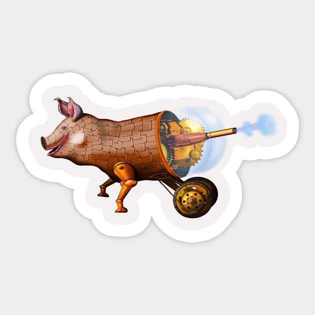 steampunk piggy Sticker by gruntpig